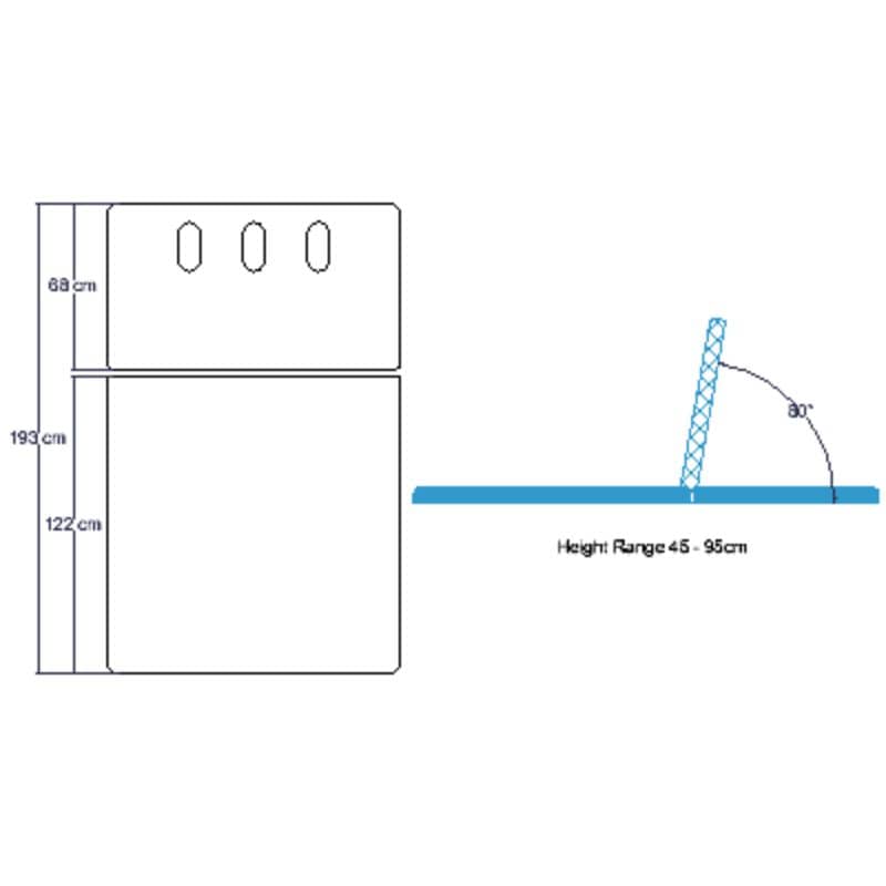 ABCO 2 Section Bobath Neurological Table dimensions
