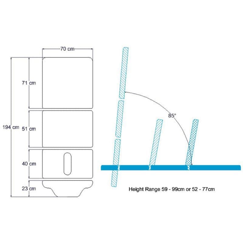 ABCO Dynamic Sliding Top Tilt Table dimensions