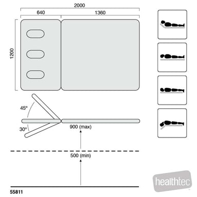 HT Hi-Capacity Bobath Plinth dimensions