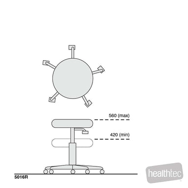 Healthtec Operator Stool dimensions