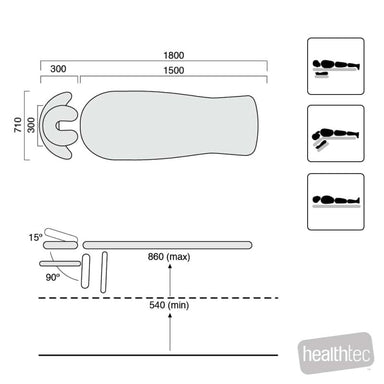 Healthtec SC Contour Massage Table height ranges