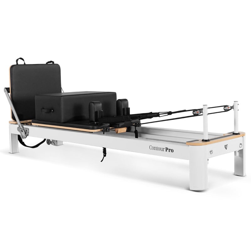 Lifespan Fitness Contour Pro Studio Aluminium Reformer Pilates Bed Set black front view