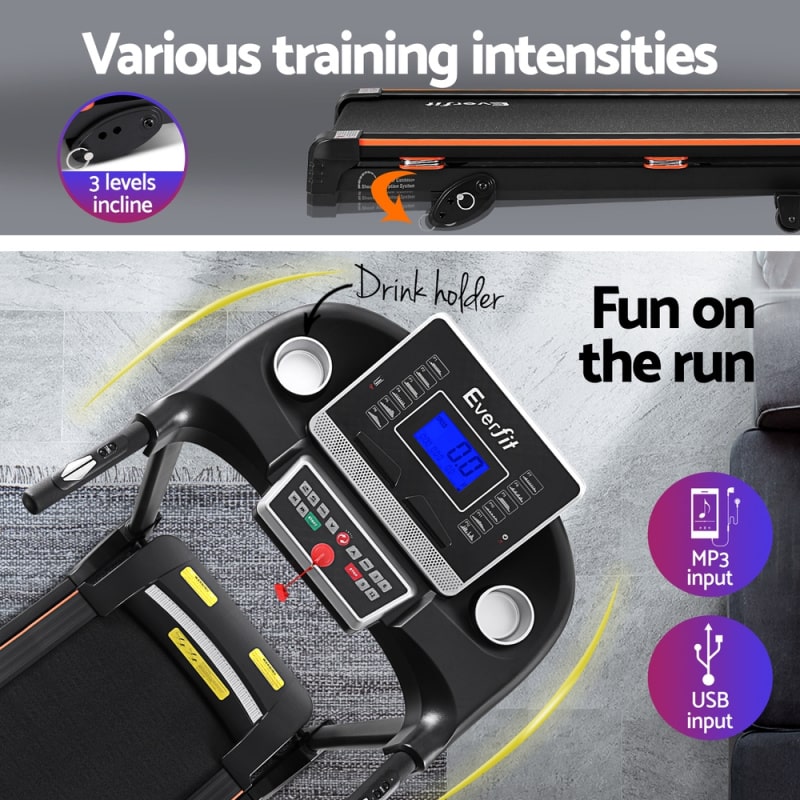 Everfit hydraulic titan 42 electric folding treadmill intensity infographic
