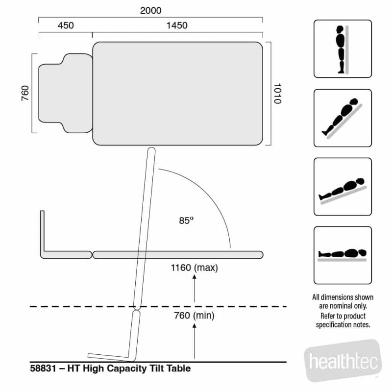 HT Hi-Capacity Tilt Table dimensions