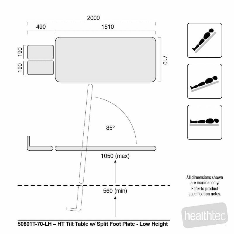 HT Tilt Table Single Section_Low Height_dimensions