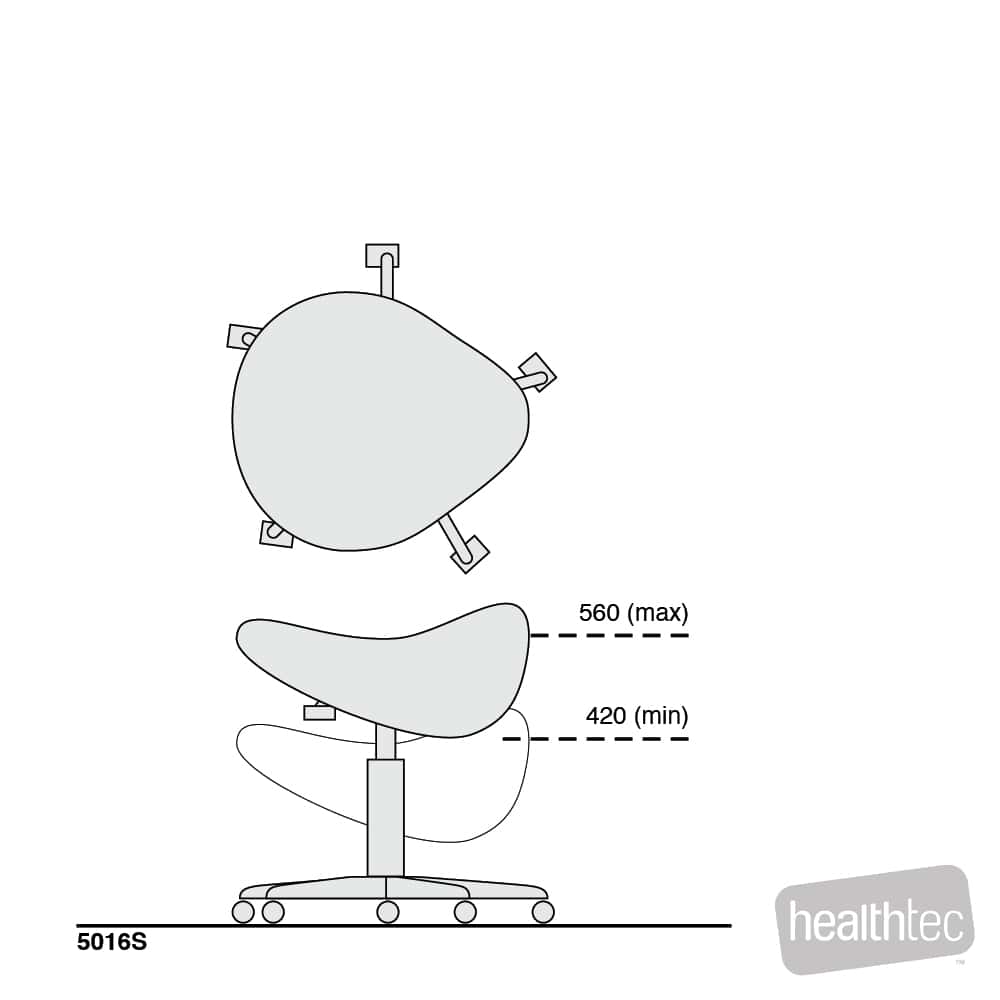 Healthtec Traditional Saddle Stool dimensions