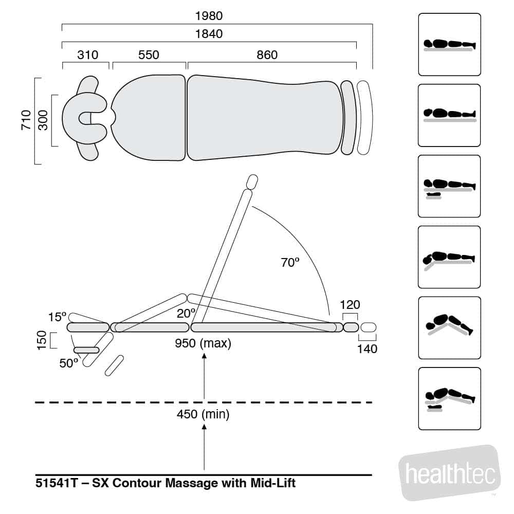 Healthtec SX Contour Massage Table with Mid-Lift