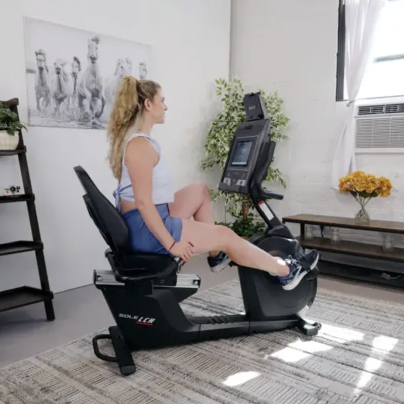 Sole LCR Recumbent Bike action shot