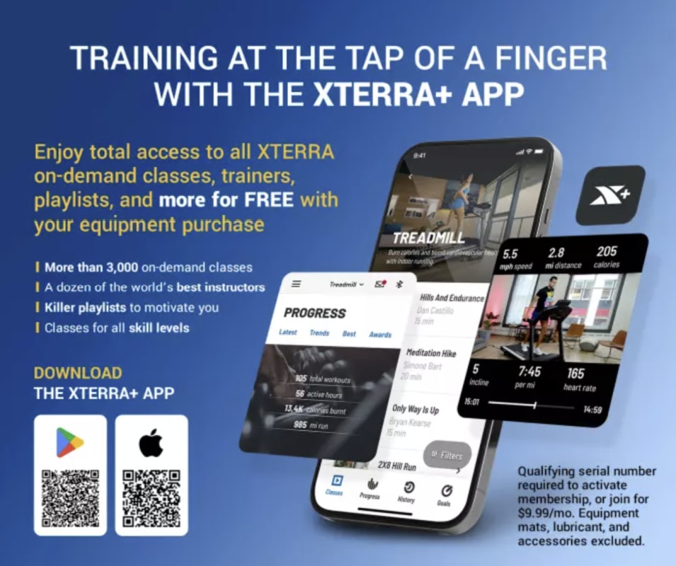 Xterra TR150 Treadmill app infographic
