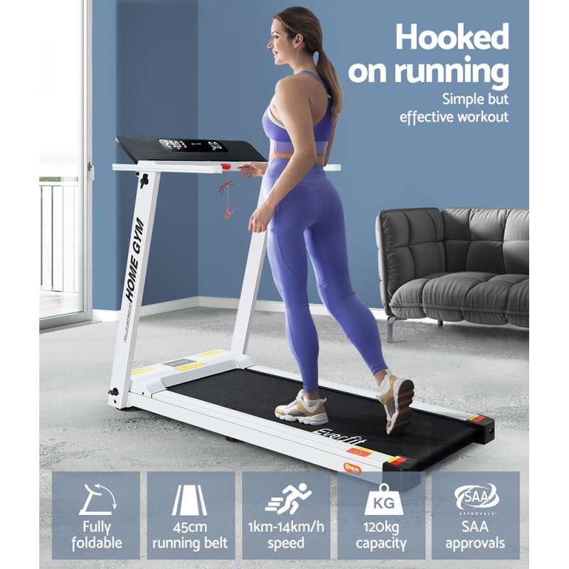 everfit fully foldable home gym treadmill 450mm infographic