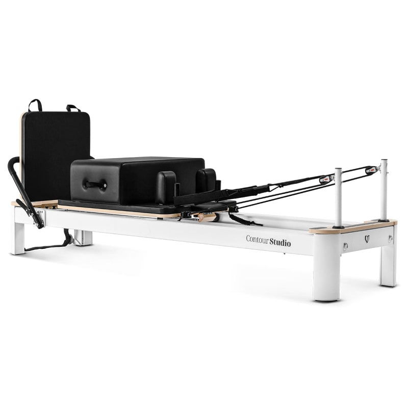 lifespan fitness contour studio commercial pilates reformer black front view